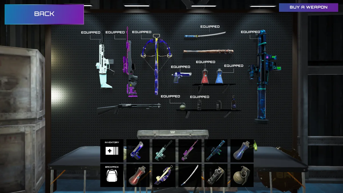 BR1 loadout and backpack interface